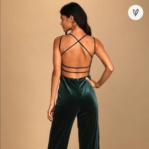 Lulus Velvet Emerald Green Jumpsuit